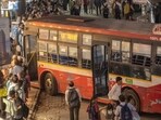 Long buses barely have space to take a U-turn at the end of the narrrow road. (Photo by Satish Bate/ Hindustan Times) (Hindustan Times)