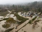 An area flooded by the Wallace River following heavy rainfall in Washington on December 10.