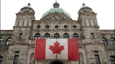 A Canadian flag adorns British Columbia's provincial legislature building in Victoria, British Columbia in Canada. (REUTERS) A Canadian flag adorns British Columbia's provincial legislature building in Victoria, British Columbia in Canada. (REUTERS)