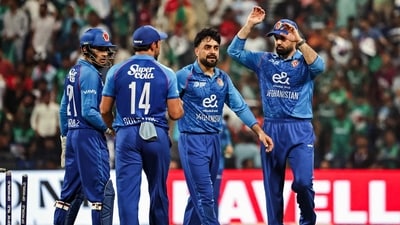 Rashid Khan led from the front with figures of 2/26, applying constant pressure in the middle overs. (AFP) Rashid Khan led from the front with figures of 2/26, applying constant pressure in the middle overs. (AFP)