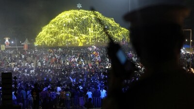 People gather to attend New Year's Eve celebrations in Fort Kochi, India, December 31, 2025.&nbsp; (REUTERS)