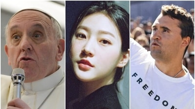 (L-R) Late Pope Francis, South Korean actor Kim Sae-ron and American pro-right activist Charlie Kirk among some prominent personalities who died in 2025. (Agencies/Instagram) (L-R) Late Pope Francis, South Korean actor Kim Sae-ron and American pro-right activist Charlie Kirk among some prominent personalities who died in 2025. (Agencies/Instagram)