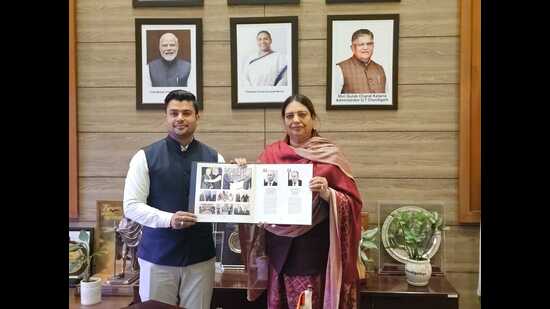 The gesture signifies that the relationship extends beyond national ties and also highlights the growing cordial relations between Russia and Chandigarh. (HT Photo)