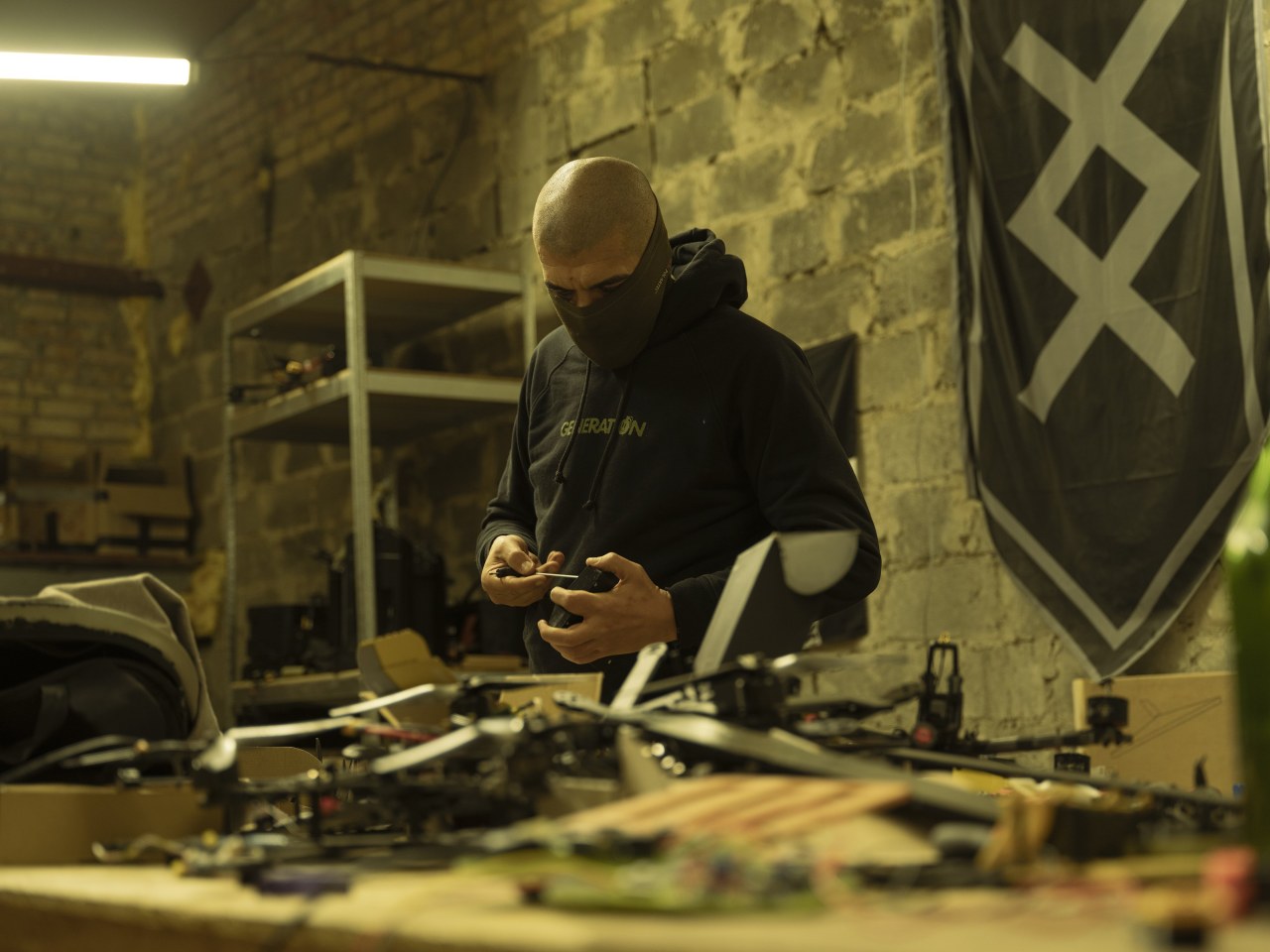 A drone engineer at a Ukrainian military research and development lab. A drone engineer at a Ukrainian military research and development lab.