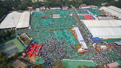 Mumbai, India. Dec 06, 2025 - Aerial view of Shivaji Park. Ambedkar's followers across the country arrived at Shivaji Park in Dadar to pay their respects to Dr Babasaheb Ambedkar on Mahaparinirvan Din, which marks the leader’s 69th death anniversary. Mumbai, India. Dec 06, 2025. (Photo by Raju Shinde/HT Photo) (Raju Shinde) Mumbai, India. Dec 06, 2025 - Aerial view of Shivaji Park. Ambedkar's followers across the country arrived at Shivaji Park in Dadar to pay their respects to Dr Babasaheb Ambedkar on Mahaparinirvan Din, which marks the leader’s 69th death anniversary. Mumbai, India. Dec 06, 2025. (Photo by Raju Shinde/HT Photo) (Raju Shinde)