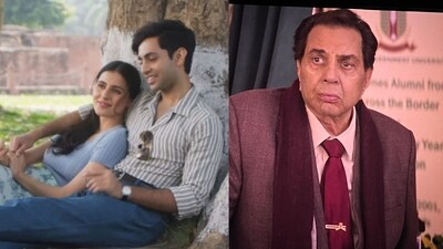 Simar Bhatia, Agastya Nanda and Dharmendra in Ikkis Simar Bhatia, Agastya Nanda and Dharmendra in Ikkis