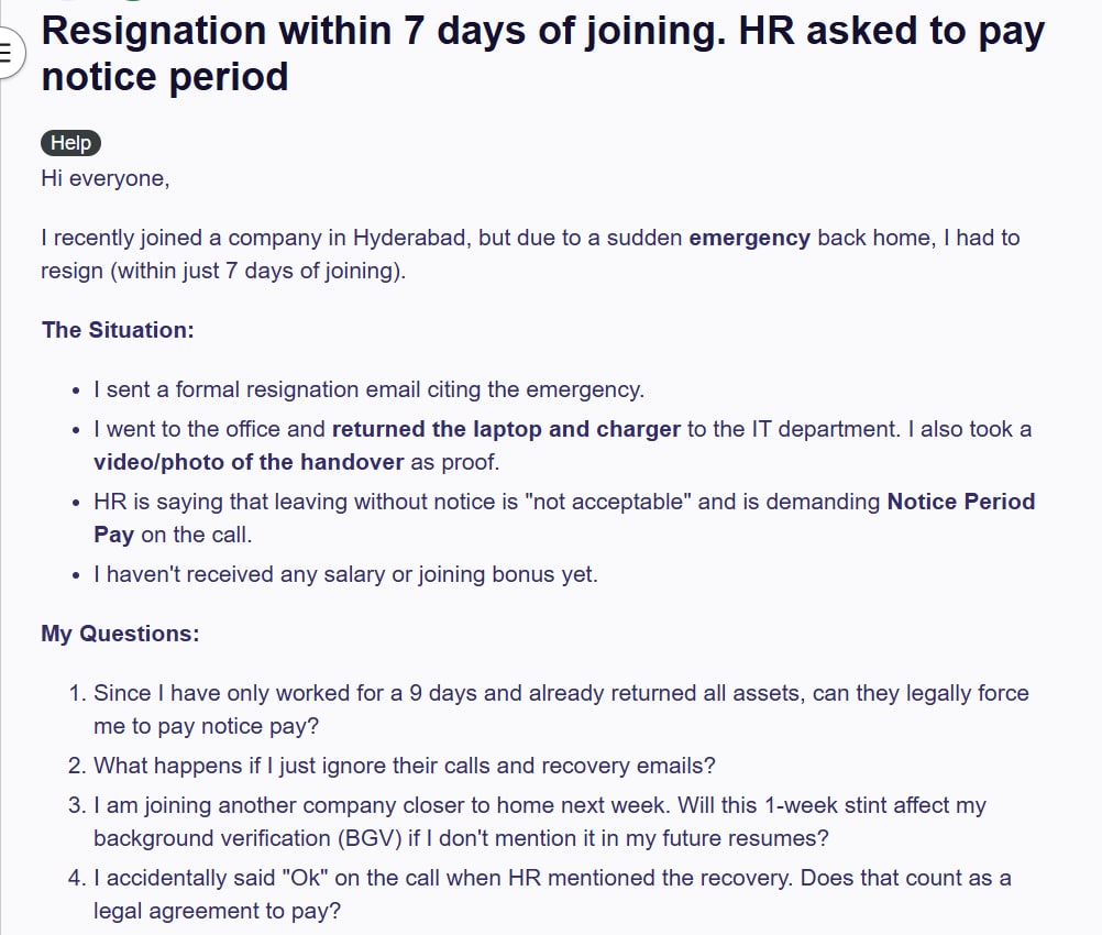 Screengrab of the Reddit post. (Reddit) Screengrab of the Reddit post. (Reddit)