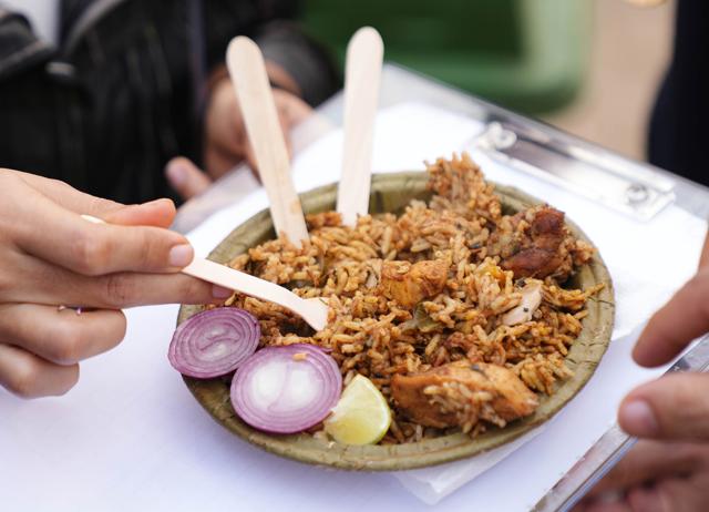 Visitors at the Street Food Festival got a taste of Sasting bamboo biryani from the Araku valley. Visitors at the Street Food Festival got a taste of Sasting bamboo biryani from the Araku valley.