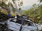 According to the police, the car veered off the road and fell into a 700–800 metre-deep gorge, leaving the vehicle completely crushed. According to the police, the car veered off the road and fell into a 700–800 metre-deep gorge, leaving the vehicle completely crushed.