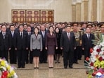 North Korean leader Kim Jong Un, his wife Ri Sol Ju and their daughter Kim Ju Ae visiting the Kumsusan Palace of the Sun to mark the new year in Pyongyang
