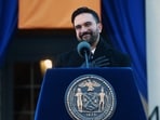 New York Mayor Zohran Mamdani speaks after he was ceremonially sworn in as New York City's 112th mayor at City Hall by Sen. Bernie Sanders (VT-I) on January 01, 2026 in New York City. New York Mayor Zohran Mamdani speaks after he was ceremonially sworn in as New York City's 112th mayor at City Hall by Sen. Bernie Sanders (VT-I) on January 01, 2026 in New York City.