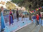 Selfie booth setup at Mall Road in Shimla. (HT Photo)
