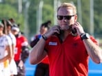 Sjoerd Marijne during his first stint as chief coach of the Indian women's hockey team. Sjoerd Marijne during his first stint as chief coach of the Indian women's hockey team.