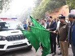 The campaign, which will run till January 31, was formally flagged off with the launch of “awareness vehicles,” officials said . (HT Photos)