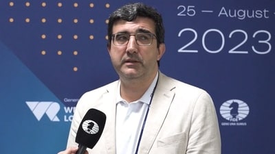Vladimir Kramnik during a FIDE interview. (FIDE) Vladimir Kramnik during a FIDE interview. (FIDE)