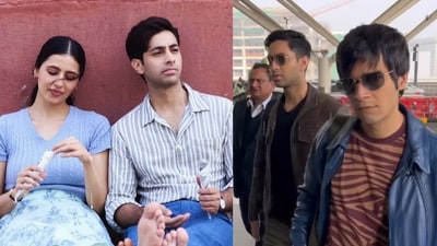 Ikkis actors Simar Bhatia, Agastya Nanda and Vivaan Shah Ikkis actors Simar Bhatia, Agastya Nanda and Vivaan Shah
