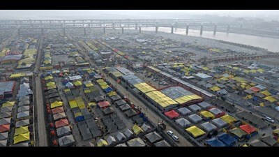 An aerial view of the Magh Mela venue in Prayagraj (Anil Kumar Maurya/HT) An aerial view of the Magh Mela venue in Prayagraj (Anil Kumar Maurya/HT)