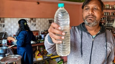 Indore: A person shows a sample of the drinking water that is being collected following a diarrhoea outbreak caused by contaminated water, at Bhagirathpura area, in Indore, Madhya Pradesh, Friday, Jan. 2. (PTI) Indore: A person shows a sample of the drinking water that is being collected following a diarrhoea outbreak caused by contaminated water, at Bhagirathpura area, in Indore, Madhya Pradesh, Friday, Jan. 2. (PTI)