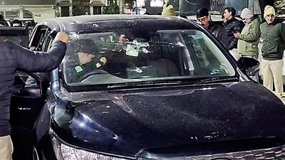 Police found a blue Toyota Innova SUV with bullet marks on its front windshield. (ANI video grab) Police found a blue Toyota Innova SUV with bullet marks on its front windshield. (ANI video grab)