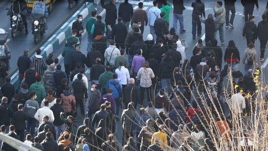Protesters march in downtown Tehran, Iran. (AP)