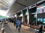 Airport authorities said the terminal sees nearly 15,000 vehicle movements daily, with many drivers waiting for extended periods to pick up arriving passengers. (HT FILE)