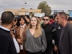 Actor Angelina Jolie during her visit to the Rafah border crossing between Egypt and the Gaza Strip in Rafah, Egypt. Actor Angelina Jolie during her visit to the Rafah border crossing between Egypt and the Gaza Strip in Rafah, Egypt.