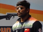 Army’s Ajay Kumar Ambawat, who won the men’s 10m air pistol title in the national shooting championships in Delhi on Saturday. (NRAI)