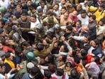 Indore: Security personnel attempt to control the crowd after a clash erupted between Congress and BJP workers when a fact-finding committee of the opposition party was at Bhagirathpura area, where water contamination has claimed six lives, in Indore, Saturday, Jan. 3, 2026. 
