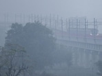 The India Meteorological Department (IMD) has also issued a yellow alert for Sunday, warning people of a possible moderate to dense fog in multiple parts of the city. (RAJ K RAJ /HT PHOTO)