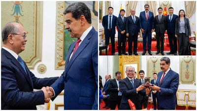 Venezuelan President Nicolas Maduro received Qiu Xiaoqi, special envoy of Chinese President Xi Jinping for Latin America and the Caribbean ahead of the US' military action. (Telegram/Nicolas Maduro) Venezuelan President Nicolas Maduro received Qiu Xiaoqi, special envoy of Chinese President Xi Jinping for Latin America and the Caribbean ahead of the US' military action. (Telegram/Nicolas Maduro)