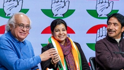 Congress general secretaries Jairam Ramesh (L) and Ghulam Ahmad Mir (R) with TMC Rajya Sabha MP Mausam Noor as she joins the Congress at the party headquarters in New Delhi on Saturday, January 3, 2026. (PTI) Congress general secretaries Jairam Ramesh (L) and Ghulam Ahmad Mir (R) with TMC Rajya Sabha MP Mausam Noor as she joins the Congress at the party headquarters in New Delhi on Saturday, January 3, 2026. (PTI)