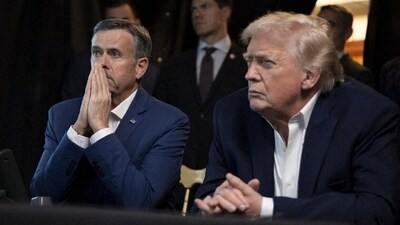 A photograph posted by Donald Trump on his Truth Social account shows him sitting next to CIA Director John Ratcliffe as they watch the U.S. military operation in Venezuela from Trump's Mar a Lago resort, in Palm Beach, Florida, U.S., January 3, 2026. (@realDonaldTrump/TruthSocial)