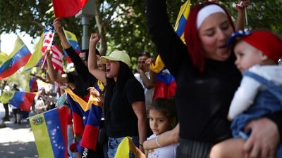 People celebrate following a U.S. strike on Venezuela where President Nicolas Maduro and his wife, Cilia Flores, were captured, in Santiago, Chile January 3, 2026. (REUTERS)