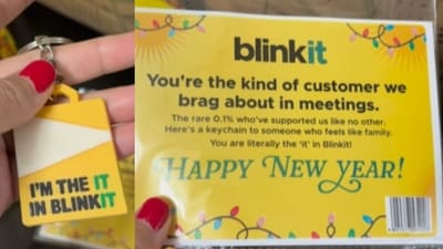A woman was delighted after Blinkit included a personalised New Year token in her order. (Instagram/geet_aqua) A woman was delighted after Blinkit included a personalised New Year token in her order. (Instagram/geet_aqua)