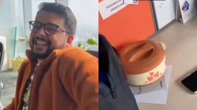 An office video showed a manager prioritising potluck food over a laptop, leaving colleagues laughing and the internet amused. (Instagram/mr_nerdexy) An office video showed a manager prioritising potluck food over a laptop, leaving colleagues laughing and the internet amused. (Instagram/mr_nerdexy)