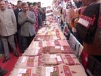 A largest display of handmade shawls during Him MSME fest at The Ridge in Shimla on Saturday. (Deepak Sansta) A largest display of handmade shawls during Him MSME fest at The Ridge in Shimla on Saturday. (Deepak Sansta)