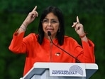 Venezuela's Vice President Delcy Rodriguez speaks during the Antifascist Global Parliamentary Forum in Caracas on November 5, 2024. Venezuela's Vice President Delcy Rodriguez speaks during the Antifascist Global Parliamentary Forum in Caracas on November 5, 2024.