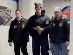 Nicolas Maduro is perp walked by DEA agents inside the headquarters of the US Drug Enforcement Administration (DEA) in lower Manhattan, New York, on January 3. (AFP) Nicolas Maduro is perp walked by DEA agents inside the headquarters of the US Drug Enforcement Administration (DEA) in lower Manhattan, New York, on January 3. (AFP)