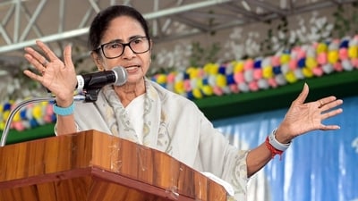West Bengal Chief Minister and TMC supremo Mamata Banerjee speaks during a party meeting at Barzor, in Bankura on Tuesday. (ANI Photo) (Utpal Sarkar) West Bengal Chief Minister and TMC supremo Mamata Banerjee speaks during a party meeting at Barzor, in Bankura on Tuesday. (ANI Photo) (Utpal Sarkar)