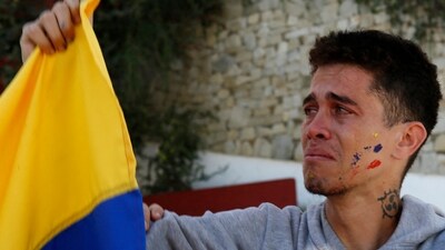 A man reacts as he celebrates in Monterrey, Mexico, on January 3, 2026, after US forces captured Venezuelan leader Nicolas Maduro. (Photo by Julio Cesar AGUILAR / AFP) (AFP) A man reacts as he celebrates in Monterrey, Mexico, on January 3, 2026, after US forces captured Venezuelan leader Nicolas Maduro. (Photo by Julio Cesar AGUILAR / AFP) (AFP)