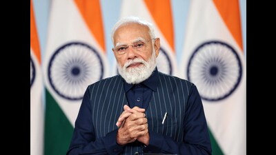 Prime Minister Narendra Modi speaks during the inauguration of 72nd National Volleyball Tournament in Varanasi via Video conferencing, in New Delhi on Sunday. (DPR PMO) Prime Minister Narendra Modi speaks during the inauguration of 72nd National Volleyball Tournament in Varanasi via Video conferencing, in New Delhi on Sunday. (DPR PMO)