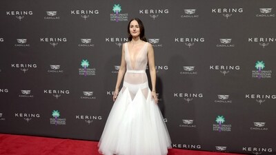 Renate Reinsve attends the 37th Annual Palm Springs International Film Festival Film Awards wearing a white sheer dress on January 3, in California. (Photo by KEVIN WINTER / GETTY IMAGES NORTH AMERICA / Getty Images via AFP) (Getty Images via AFP) Renate Reinsve attends the 37th Annual Palm Springs International Film Festival Film Awards wearing a white sheer dress on January 3, in California. (Photo by KEVIN WINTER / GETTY IMAGES NORTH AMERICA / Getty Images via AFP) (Getty Images via AFP)
