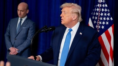 US President Donald Trump speaks during a news conference at the Mar-a-Lago Club in Palm Beach, Florida, US, on Saturday, Jan. 3, 2026. (Bloomberg) US President Donald Trump speaks during a news conference at the Mar-a-Lago Club in Palm Beach, Florida, US, on Saturday, Jan. 3, 2026. (Bloomberg)