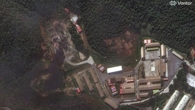 A satellite image shows destroyed military buildings at Fort Tiuna after the US strikes, in Caracas, Venezuela. (Vantor handout via Reuters)