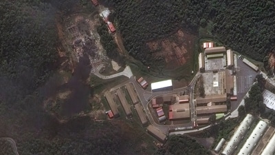 A satellite image shows a closer view of destroyed military buildings at Fort Tiuna after the U.S. strikes, in Caracas, Venezuela, January 3, 2026. (via REUTERS)