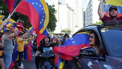 Venezuelans living in Panama celebrate after U.S. President Donald Trump said the U.S. has struck Venezuela and captured its President Nicolas Maduro and his wife Cilia Flores, in Panama City, Panama January 3, 2026. (REUTERS/ Enea Lebrun TPX IMAGES OF THE DAY) (REUTERS)