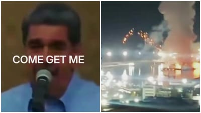 As Maduro's video plays, subtitles flash in full caps that read, “Come get me” (Screengrab/X/@WhiteHouse) As Maduro's video plays, subtitles flash in full caps that read, “Come get me” (Screengrab/X/@WhiteHouse)