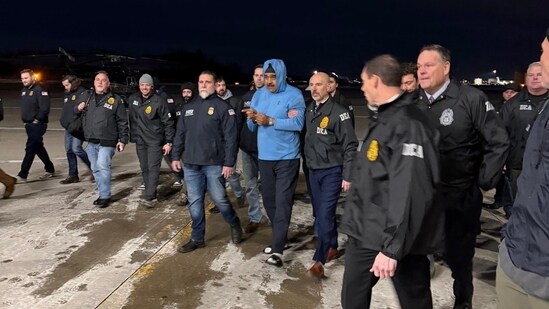 Nicolas Maduro was perp-walked into custody at the DEA headquarters in New York City after his arrival in the US. (X/@sentdefender)