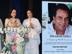 Hema Malini and daughters Esha and Ahana Deol at Dharmendra's prayer meet.