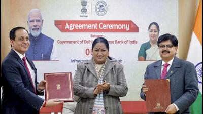 Chief minister Rekha Gupta described the memorandum of understanding as a “historic correction” in Delhi’s financial governance. (PTI) Chief minister Rekha Gupta described the memorandum of understanding as a “historic correction” in Delhi’s financial governance. (PTI)